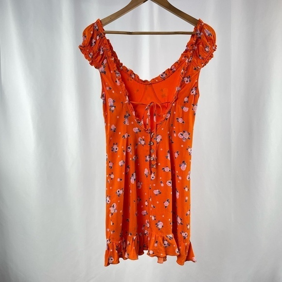 Free People Like A Lady Printed Mini Dress In Orange size XS - Picture 10 of 12